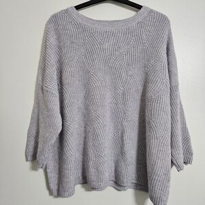 J Jill chunky knit oversize slouchy lavender 3/4 sleeve lagenlook sweater size L